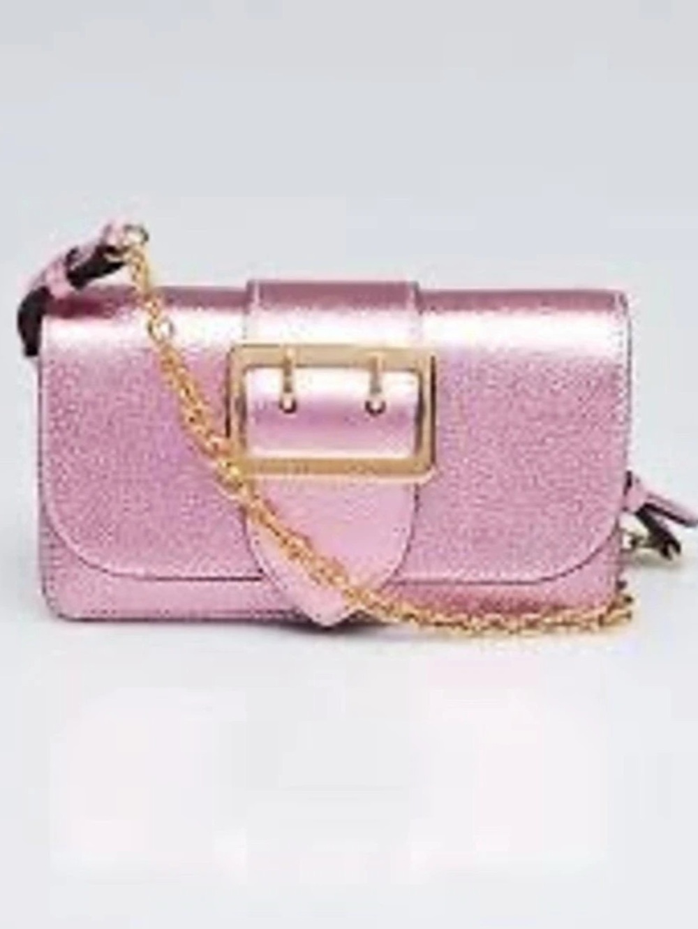 Burberry Mini Buckle Phone Bag Pink Chain Crossbody